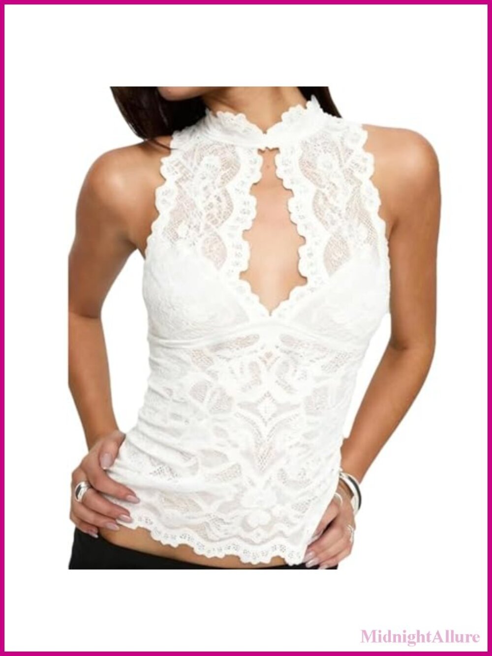 Lace Sheer Crop Tank Top, Cutout Slim Camisole, Going Out Night Out Y2K